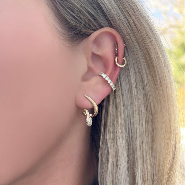 14K GOLD DIAMOND EMERALD SIENNA SNAKE EARRINGS