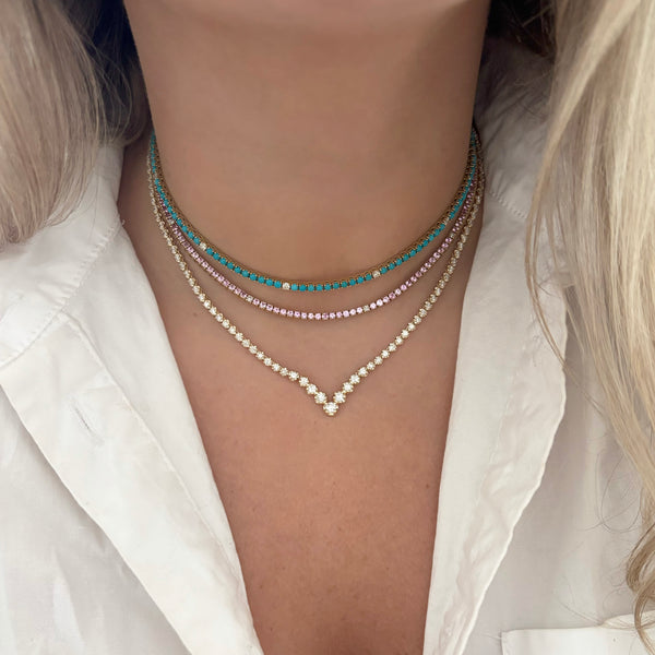 14K GOLD DIAMOND TURQUOISE STELLA NECKLACE