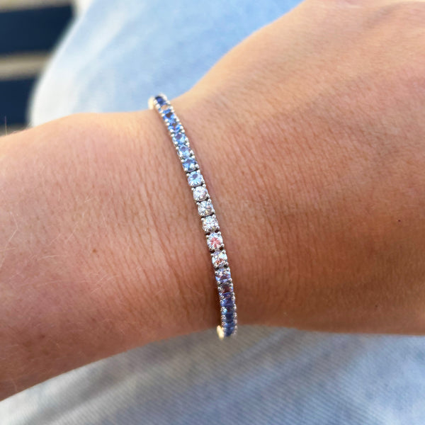 14K GOLD MULTI COLOR BLUE SAPPHIRE CASSANDRA TENNIS BRACELET