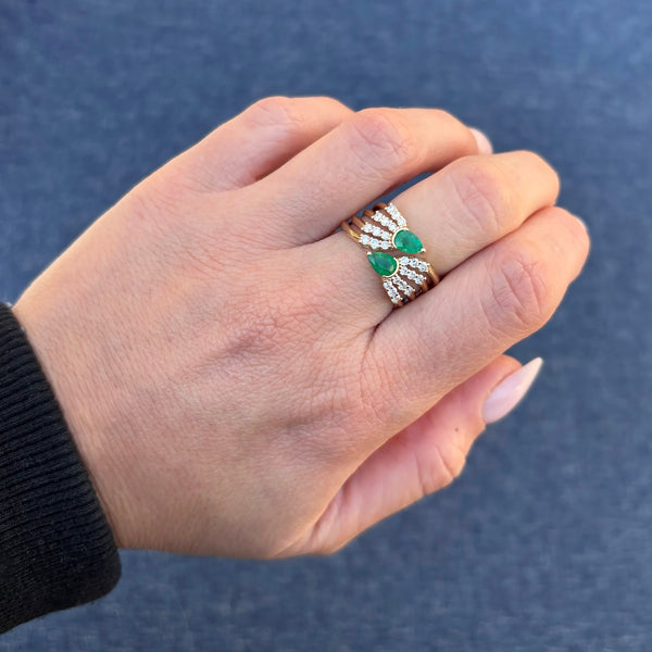 14K GOLD DIAMOND EMERALD ALEXA RING