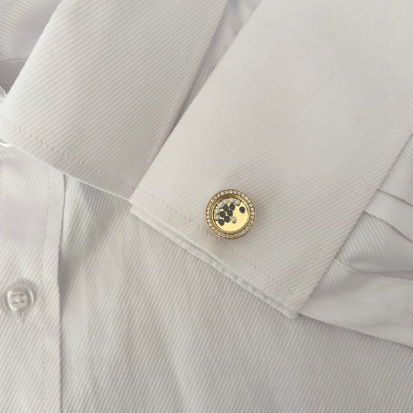 14K GOLD DIAMOND SAPPHIRE BECK CUFFLINKS
