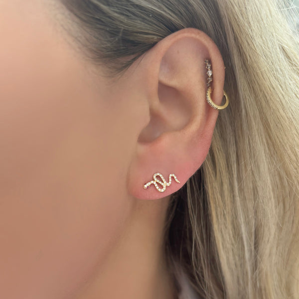 14K GOLD DIAMOND RUBY SURI SNAKE STUDS