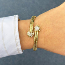 14K GOLD DIAMOND JOY HEART FLEXIBLE BANGLE