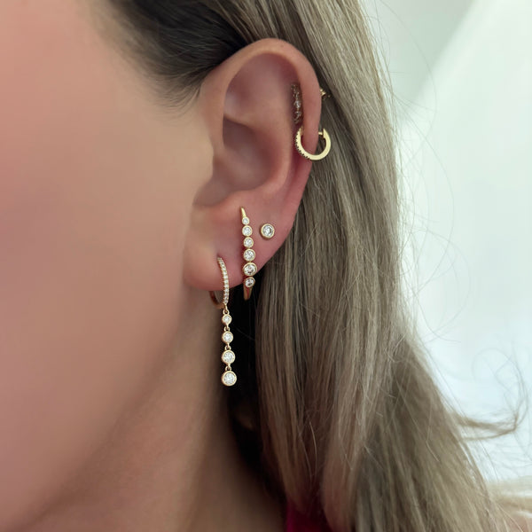 14K GOLD DIAMOND RILEY BEZEL EARRINGS
