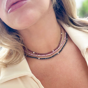 14K GOLD DIAMOND PINK SAPPHIRE HILARY TENNIS NECKLACE
