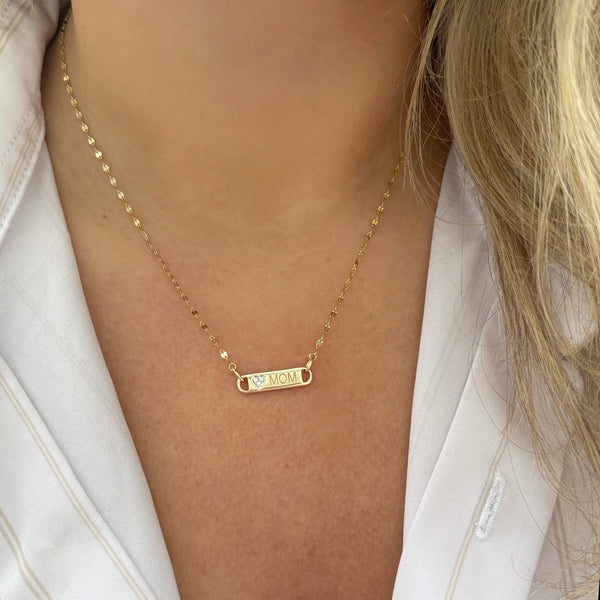 14K GOLD DIAMOND SPARKLE MOM NECKLACE