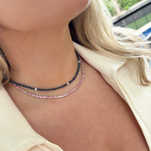 14K GOLD DIAMOND PINK SAPPHIRE HILARY TENNIS NECKLACE