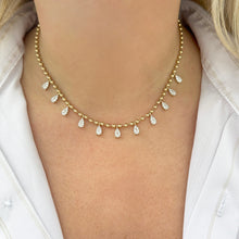 14K GOLD DIAMOND FARRAH PEAR NECKLACE