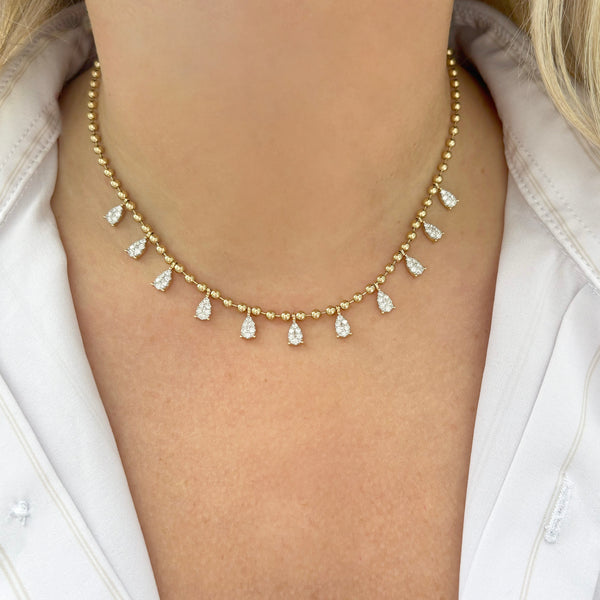 14K GOLD DIAMOND FARRAH PEAR NECKLACE