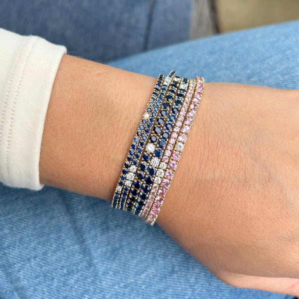 14K GOLD DIAMOND AND SAPPHIRE MEDIUM HILARY TENNIS BRACELET