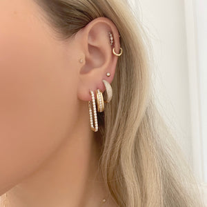 14K GOLD DIAMOND HARLEY HOOPS