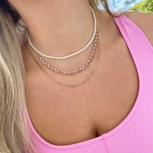 14K GOLD DIAMOND PINK SAPPHIRE KENNEDY NECKLACE