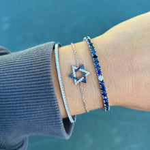 14K GOLD DIAMOND SAPPHIRE STAR OF DAVID BRACELET