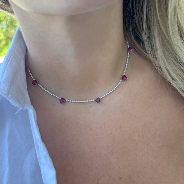 14K GOLD DIAMOND RUBY JULIETTE HEART NECKLACE