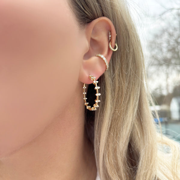 14K GOLD DIAMOND LENA HOOPS
