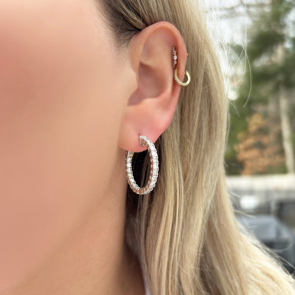 14K GOLD 2.52 CT DIAMOND CLASSIC HOOPS