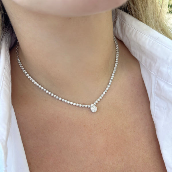 14K GOLD DIAMOND MARI PEAR TENNIS NECKLACE
