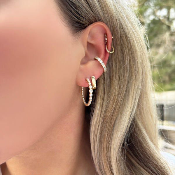 14K GOLD DIAMOND KYLIE HOOPS