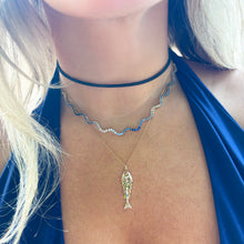 14K GOLD DIAMOND MULTI COLOR SAPPHIRE FISH NECKLACE