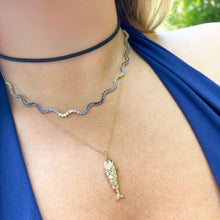 14K GOLD BLUE SAPPHIRE OMBRE WAVE NECKLACE