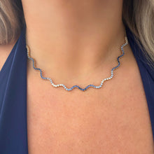 14K GOLD BLUE SAPPHIRE OMBRE WAVE NECKLACE