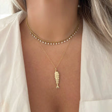 14K GOLD DIAMOND FISH NECKLACE