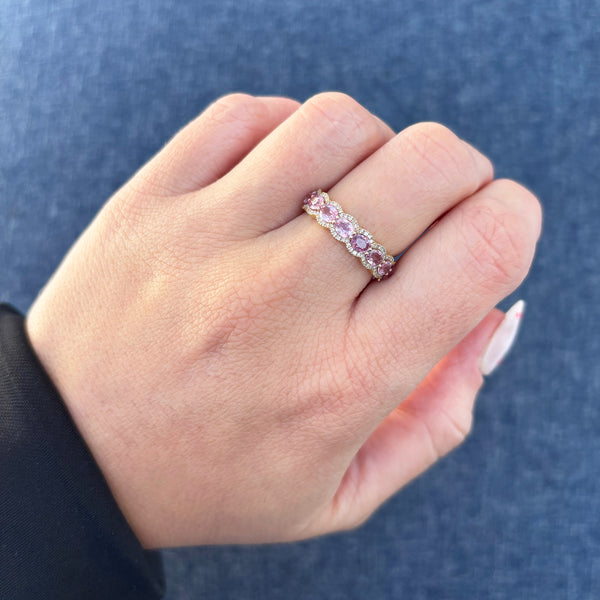 14K GOLD DIAMOND PINK SAPPHIRE RAYA RING