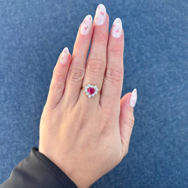 14K GOLD DIAMOND RUBY THEA HEART RING
