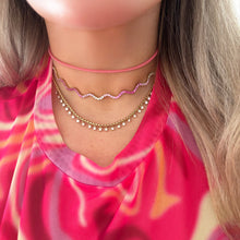 14K GOLD PINK SAPPHIRE OMBRE WAVE NECKLACE