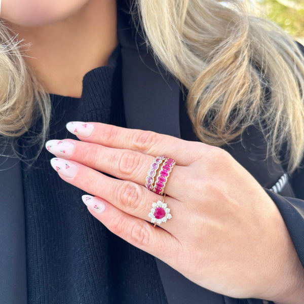 14K GOLD DIAMOND RUBY THEA HEART RING