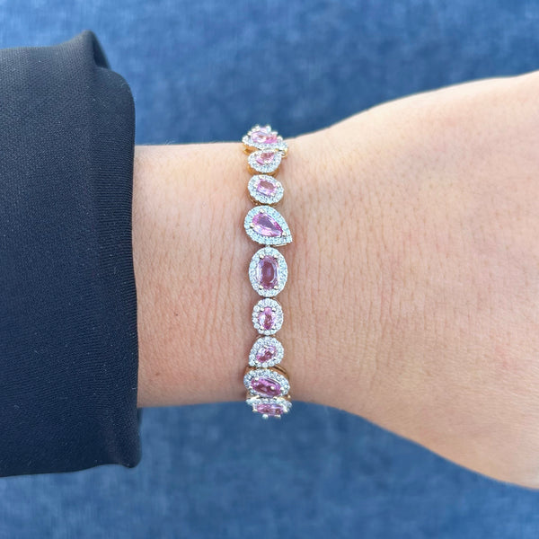 14K GOLD DIAMOND PINK SAPPHIRE CAMILLE BRACELET