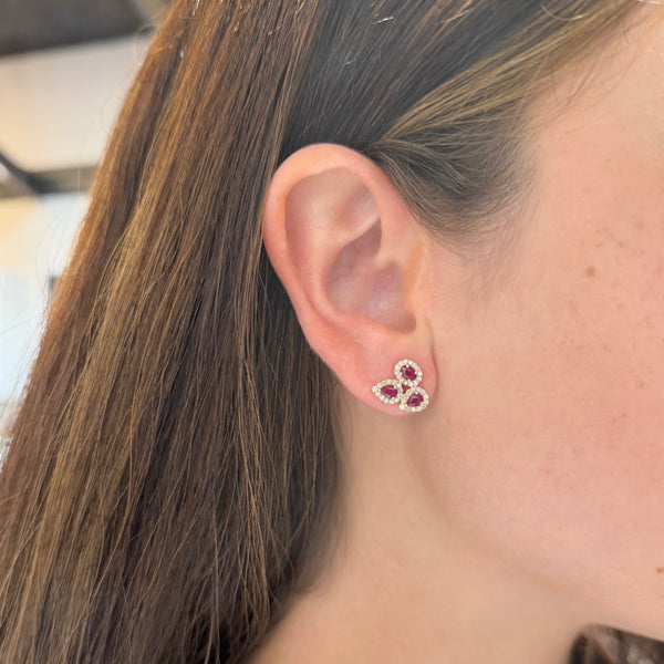14K GOLD DIAMOND RUBY LISA STUDS