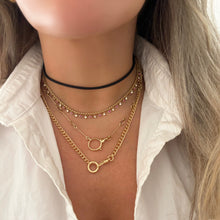 14K GOLD BLACK LEATHER CORD NECKLACE