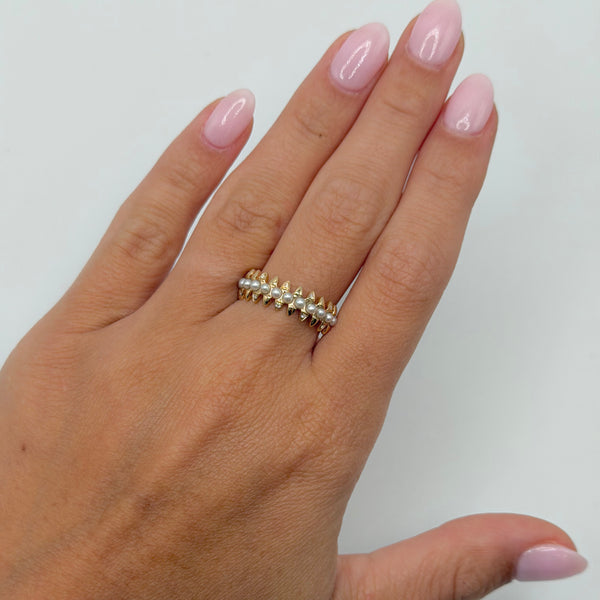14K GOLD DIAMOND MOTHER OF PEARL LISETTE RING