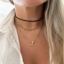 14K GOLD BLACK LEATHER CORD NECKLACE