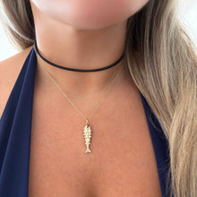 14K GOLD BLACK LEATHER CORD NECKLACE