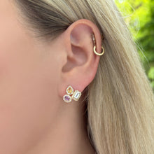 14K GOLD DIAMOND MULTI COLOR SAPPHIRE NORI STUDS