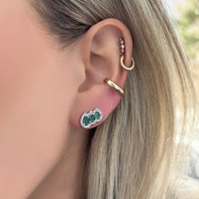 14K GOLD DIAMOND EMERALD CATE STUDS