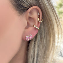 14K GOLD DIAMOND PINK SAPPHIRE CATE STUDS