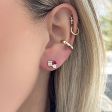 14K GOLD DIAMOND RUBY FINNY STUDS