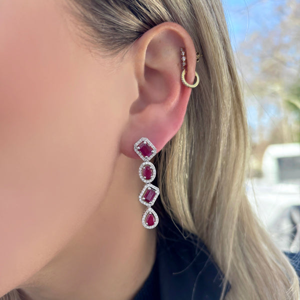 14K GOLD DIAMOND RUBY LEANNE EARRINGS