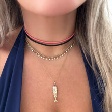 14K GOLD BLACK LEATHER CORD NECKLACE