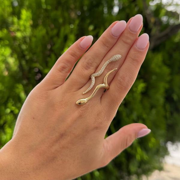 14K GOLD DIAMOND BRANA SNAKE RING