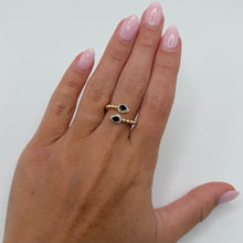 14K GOLD DIAMOND SAPPHIRE MADISON PEAR RING