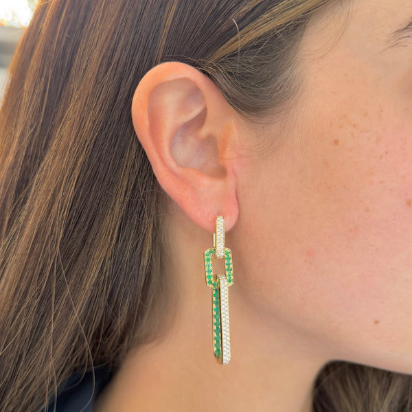 14K GOLD DIAMOND EMERALD ALYSSA EARRINGS
