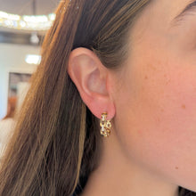 14K GOLD DIAMOND CARMINE HOOPS