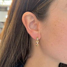 14K GOLD DIAMOND CARMINE HOOPS