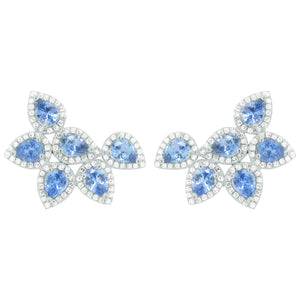 14K GOLD DIAMOND CORNFLOWER BLUE SAPPHIRE ANITA EARRINGS