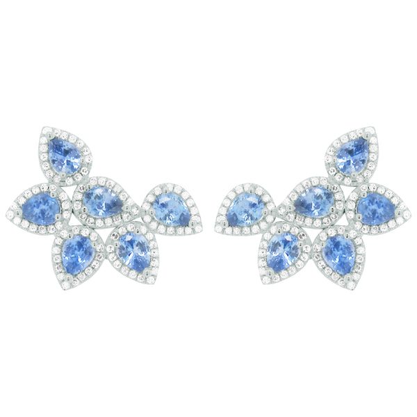 14K GOLD DIAMOND CORNFLOWER BLUE SAPPHIRE ANITA EARRINGS