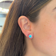 14K GOLD DIAMOND PINK SAPPHIRE TURQUOISE LYDIA EARRINGS